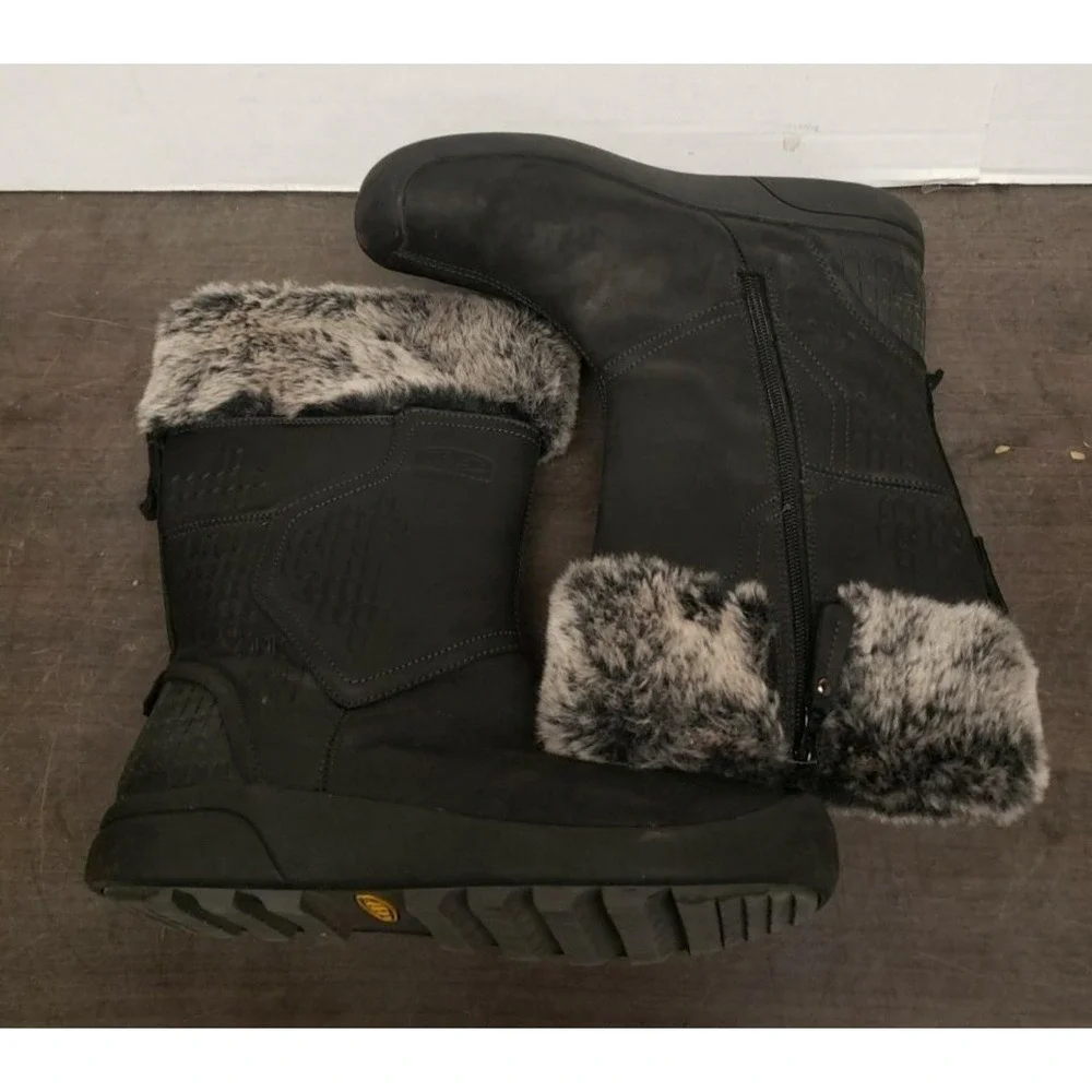 KEEN Winter Boots Faux Fur Insulated Black Leather‎ Waterproof Women's Size 10